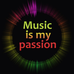 circle graphic equalizer with text music is my passion
