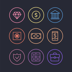 Financial stock icons. Money and finance vector icons