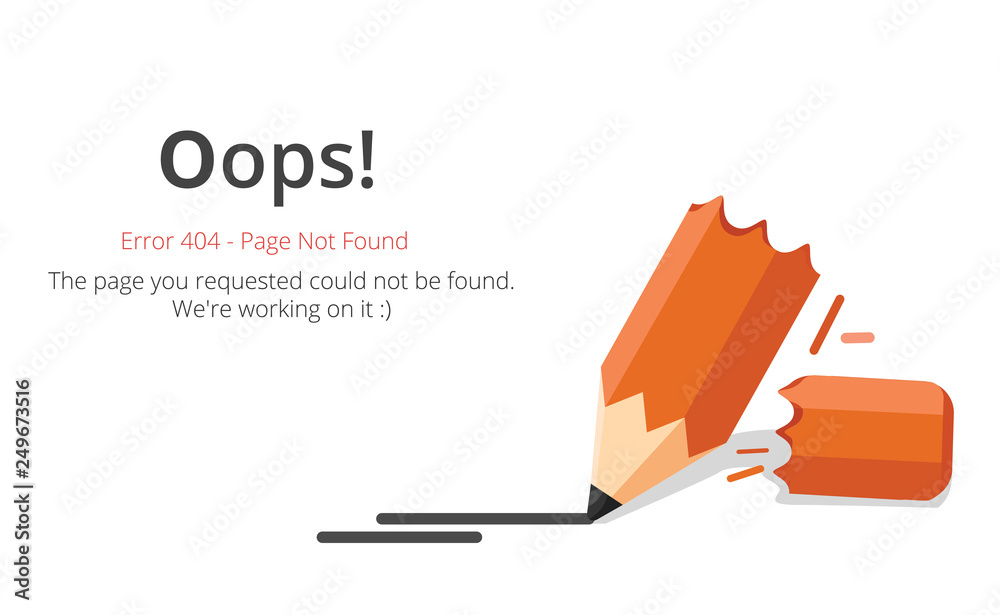 Poster Error 404 page layout vector design. Website 404 page creative concept. The page you requested could not be found. Oops 404 error page.