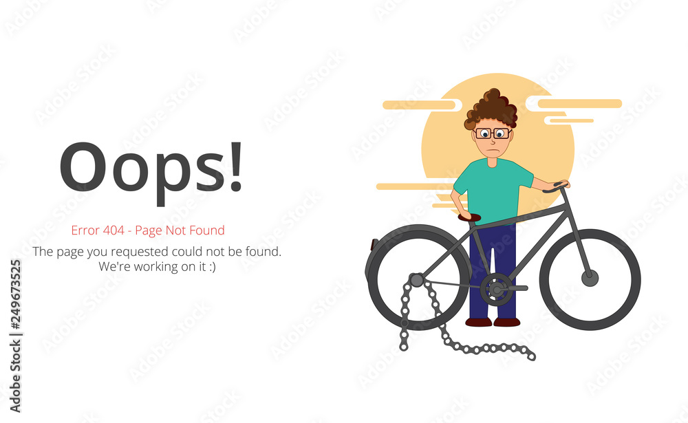 Poster Error 404 page layout vector design. Website 404 page creative concept. The page you requested could not be found. Oops 404 error page.