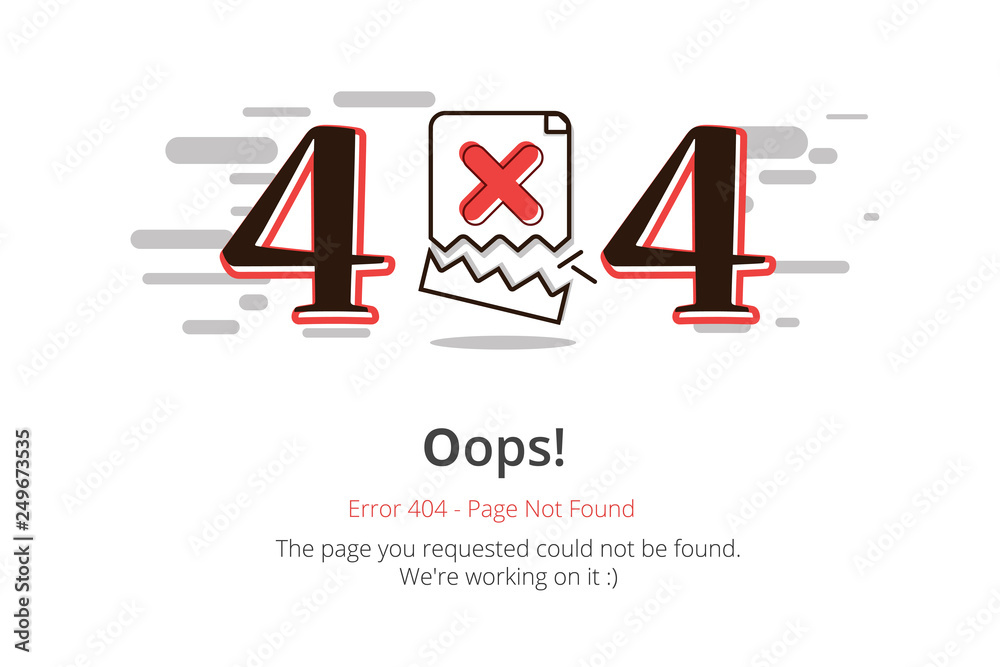 Poster Error 404 page layout vector design. Website 404 page creative concept. The page you requested could not be found. Oops 404 error page.