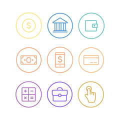 Business vector icons. Finance and analytics, startup and creative idea vector icons