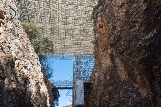 sight of the excavations in the archaeological Atapuerca deposit in Burgos, Spain.