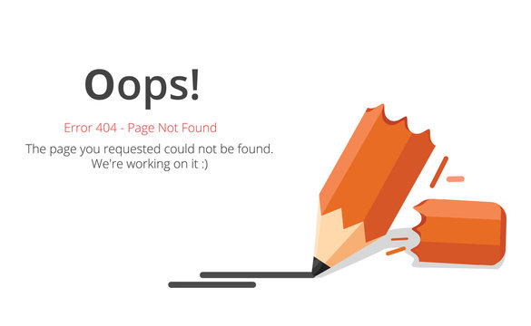 Error 404 page layout vector design. Website 404 page creative concept. The page you requested could not be found. Oops 404 error page.