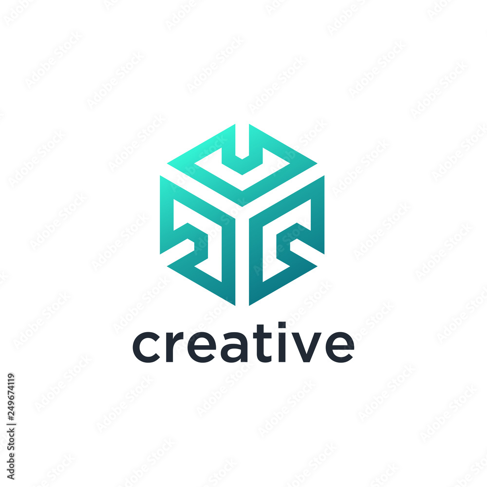 Poster technology logo simple tech design. vector creative abstract template for digital communication conc