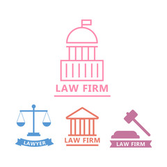 Set silhouette justice and police. Law police flat vector illustration