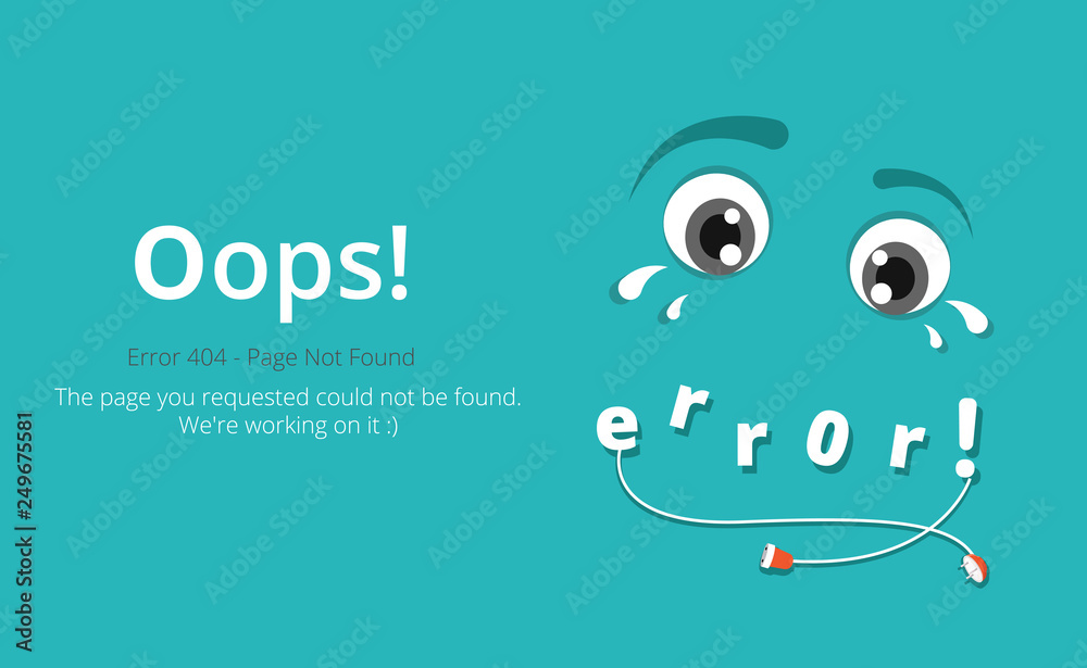 Poster Error 404 page layout vector design. Website 404 page creative concept. The page you requested could not be found. Oops 404 error page.