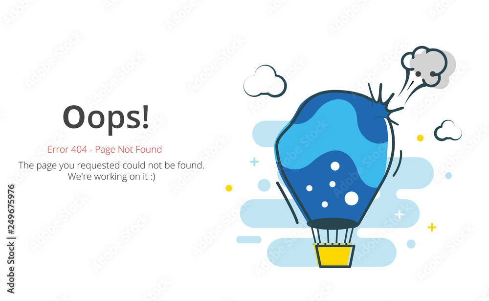 Poster Error 404 page layout vector design. Website 404 page creative concept. The page you requested could not be found. Oops 404 error page.