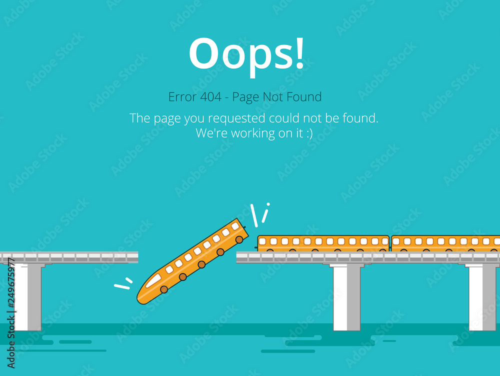 Poster Error 404 page layout vector design. Website 404 page creative concept. The page you requested could not be found. Oops 404 error page.