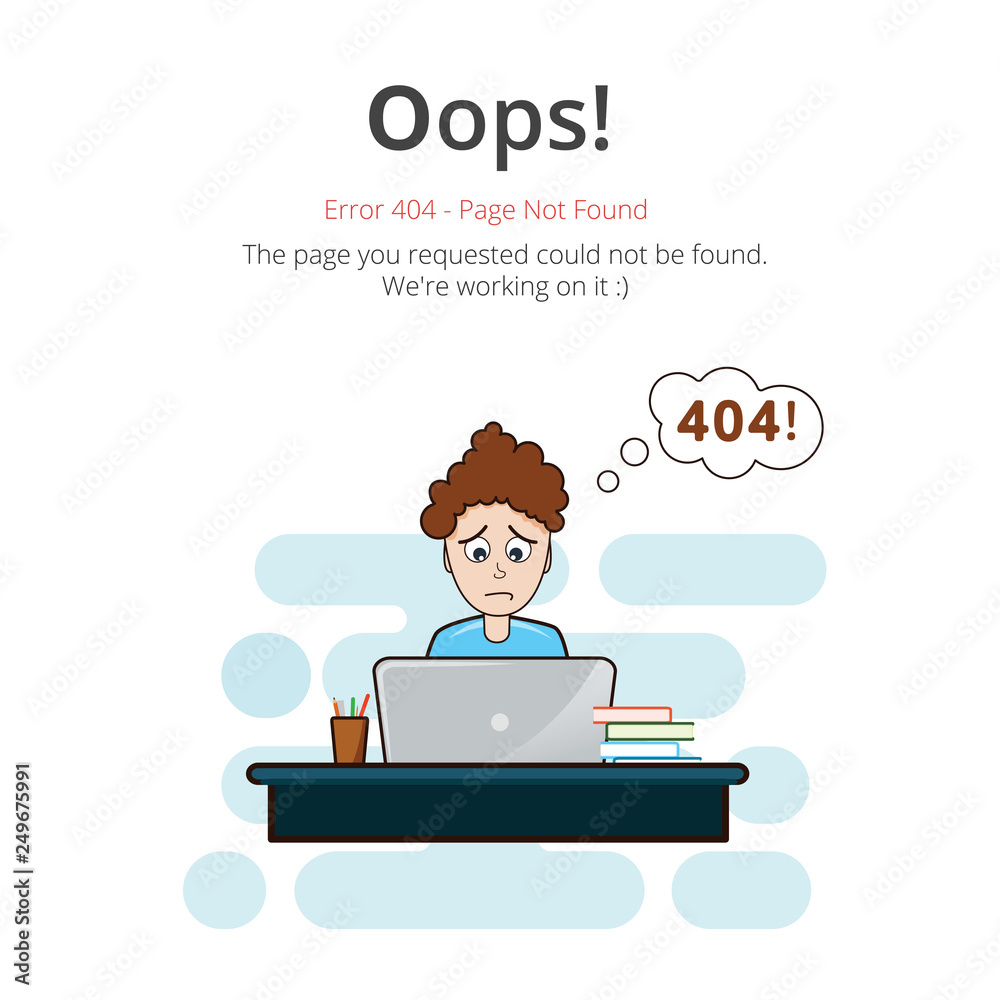 Poster Error 404 page layout vector design. Website 404 page creative concept. The page you requested could not be found. Oops 404 error page.
