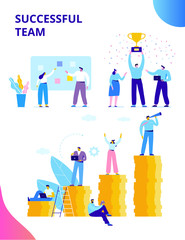Flat Business People vector set. Team Work, Partnership, Leadership Concept. Vector illustration in modern flat style.
