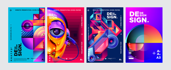 Cover and Poster Design Template for Magazine. Trendy Vector Typography and Colorful Illustration Collage for Cover and Page Layout Design Template in eps10.