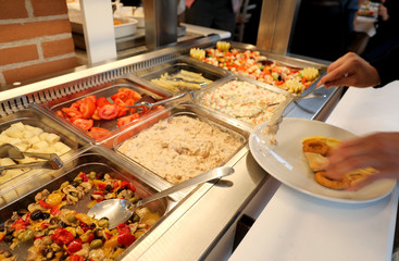 self service with raw and cooked foods