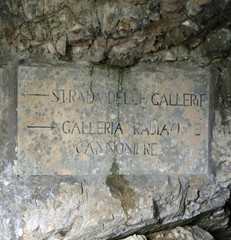 inscription in the mountain path on Mount Pasubio. The text mean