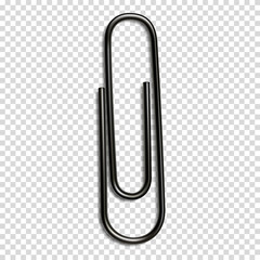 Realistic paper clip with shadow, isolated.