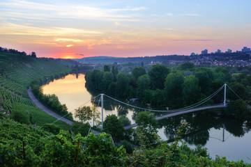 Neckar Sonnenaufgang max-eyth-see Stuttgart before everyone wakes up in the morning, sunset, twilight, neckar, germany