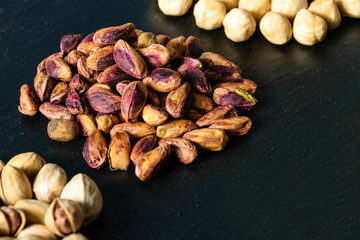 Peeled pistachios and hazelnuts