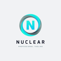 Letter N Blue Circle Logo Design - Vector File