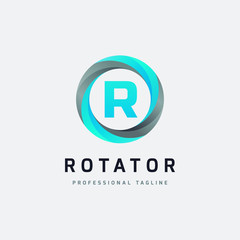 Letter R Blue Circle Logo Design - Vector File