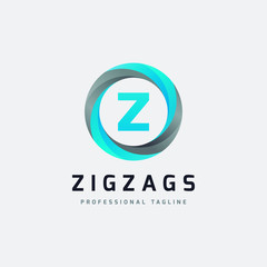 Letter Z Blue Circle Logo Design - Vector File