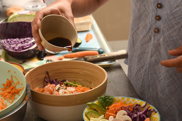 preparing a healthy meal