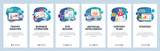 Web site onboarding screens. Traffic analysis, AI, business development and website coding. Menu vector banner template for website and mobile app development. Modern design flat illustration.