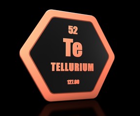 Tellurium chemical element periodic table symbol 3d render