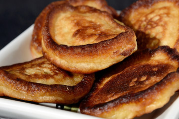 Freshly baked homemade pancakes. Shallow depth of field