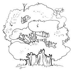 Black and white, linear pattern in vector, big tree, tree of life