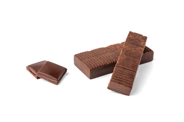 Chocolate toffees isolated on white background.