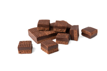 Chocolate toffees isolated on white background.