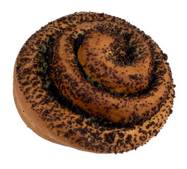 Twisted bun with poppy seeds bagel with poppy seeds isolated on white