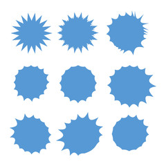 Starburst isolated icons set. Starburst explosion comic shapes. Speech boom bubble