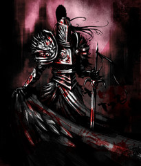 Fantasy knight in armor with sword