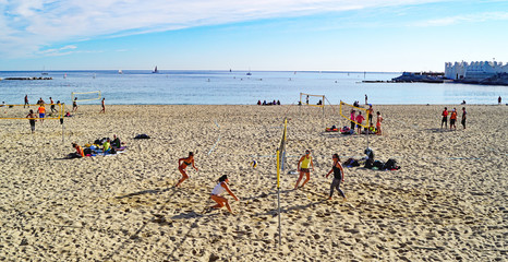 Fototapeta na wymiar Playa de La Nova Icaria, Barcelona, Catalunya, España