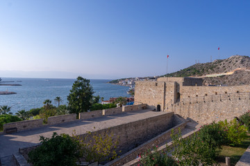 Fototapeta premium castle seasite,View from the old castle of Cesme, Turkey