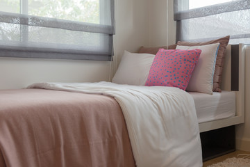 modern single bed in modern bedroom