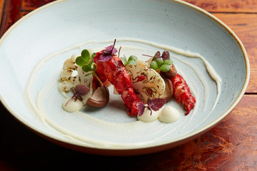 Gourmet appetizer wit prawns