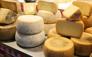 Parmesan and caciotta cheese and other aged cheeses for sale