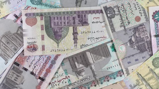 Egyptian pound notes slow rotating. Egypt money currency. 4K stock video footage