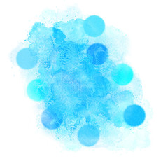 Abstract illustration. Blue watercolor paint stains.