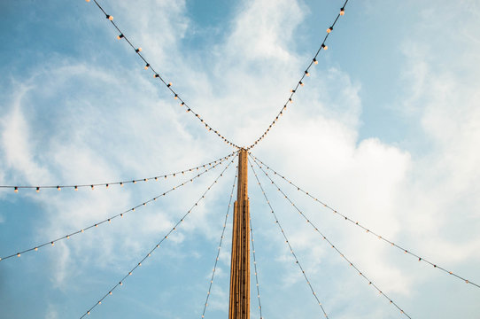 Look upward into the top of bamboo pipe and there are lamp and line - Powered by Adobe