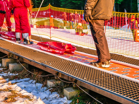 In the Mountain Alps in Italy Christmas Scenarios at Golden Hour