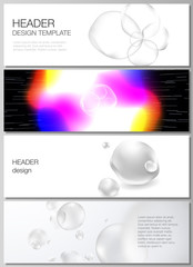 The vector layout of headers, banner design templates. SPA and healthcare design, sci-fi technology background. Abstract futuristic or medical consept backgrounds to choose from.