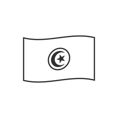 Tunisia flag icon in black outline flat design. Independence day or National day holiday concept.