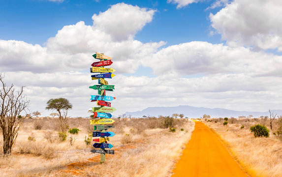 Different World Directions Signpost