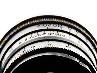 lens from retro camera on a light background