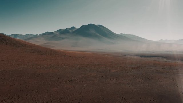 Aerial, Geothermal Landscapes Around El Tatio Geyser, Chile - cine version