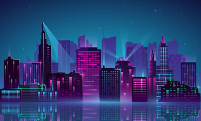 Obraz na płótnie Canvas Vector City neon