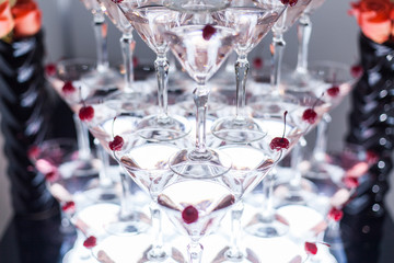 Pyramid from glasses.